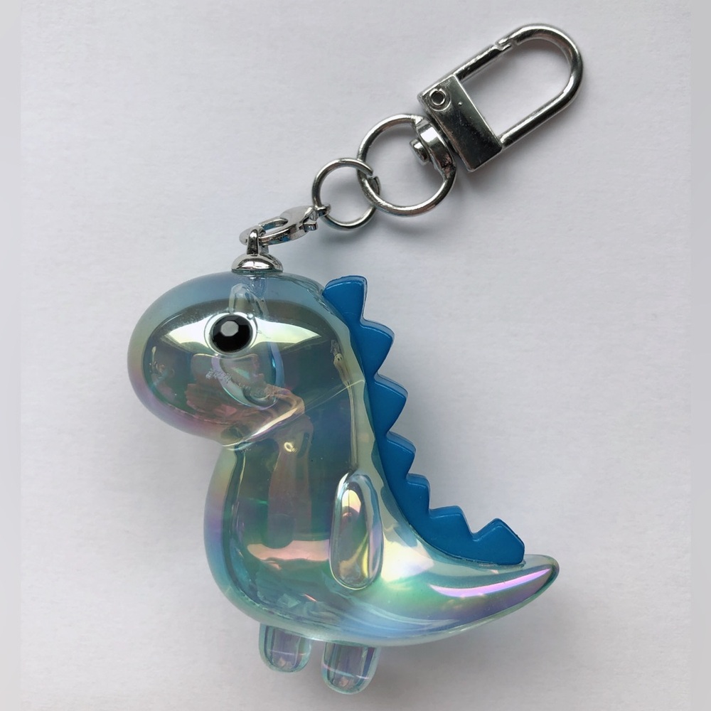 Blue Iridescent Spiky Dinosaur Keychain Charm 🦕🩶